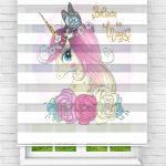 Felicityhome – Sevimli Unıcorn Dijital Baskılı Zebra Perde-çocuk Odası Perdesi-zebra Stor Perde