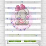 Felicityhome – Sevimli Fil 2 Dijital Baskılı Zebra Perde-çocuk Odası Perdesi-zebra Stor Perde