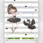 Felicityhome – Siyah Kuğulu Balerin Dijital Baskılı Zebra Perde-çocuk Odası Perdesi-zebra Stor Perde