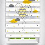 Felicityhome - Uçan Balon Ve Bulut Baskılı Çocuk Odası Perdesi - Baskılı Zebra Perde