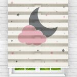 Felicityhome - Genç Odası - Pembe Bulut Gri Ay Baskılı Zebra Perde