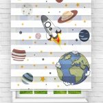 Felicityhome - Uzayda Füze Dijital Baskılı Zebra Perde-çocuk Odası Perdesi-zebra Stor Perde