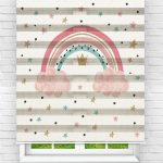 Felicityhome - Çocuk Odası - Renkli Gökkuşağı Ve Yıldızlar Baskılı Zebra Perde