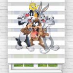 Felicityhome - Çocuk Odası - Çizgi Film Karakterleri Baskılı Zebra Perde