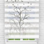 Felicityhome – Dalda Uçuşan Kuşlar Baskılı Zebra Perde