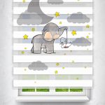 Felicityhome – Sevimli Fil Ve Tavşan Baskılı Perde - Çocuk Odası Perdesi - Baskılı Zebra Perde