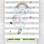 Felicityhome – Gökkuşağında Unicorn Dijital Baskılı Zebra Perde-çocuk Odası Perdesi-zebra Stor Perde