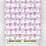 Felicityhome – Pembe Kaktüs Dijital Baskılı Zebra Perde-çocuk Odası Perdesi-zebra Stor Perde