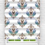 Felicityhome – Mavi Detay Damask Dijital Baskılı Zebra Perde-çocuk Odası Perdesi-zebra Stor Perde
