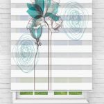 Felicityhome – Mavi Çiçek Dijital Baskılı Zebra Perde-mutfak Perdesi-zebra Stor Perde