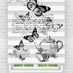 Felicityhome - Kelebek Çay Fincan Dijital Baskılı Mutfak Stor Zebra Perde