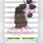 Felicityhome - Pembe Balonlu Kız Dijital Baskılı Zebra Perde