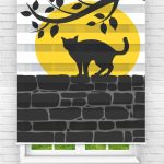 Felicityhome – Siyah Kedi Dijital Baskılı Zebra Perde-çocuk Odası Perdesi-zebra Stor Perde