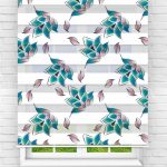 Felicityhome – Mavili Yeşilli Çiçek Dijital Baskılı Zebra Perde-çocuk Odası Perdesi-zebra Stor Perde